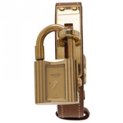 مملوكة مسبقًا Hermes Gold Gold-Plated Stainless Steel Kelly Women's Wristwatch 20MM