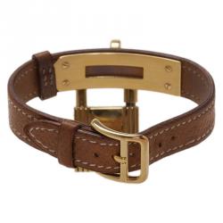 مملوكة مسبقًا Hermes Gold Gold-Plated Stainless Steel Kelly Women's Wristwatch 20MM