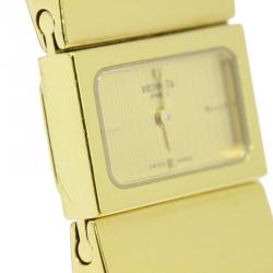 Hermes Gold Gold-Plated Stainless Steel Loquet Women's Wristwatch 20MM