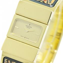 Hermes Gold Gold-Plated Stainless Steel Loquet Women's Wristwatch 20MM