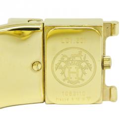 Hermes Gold Gold-Plated Stainless Steel Loquet Women's Wristwatch 20MM