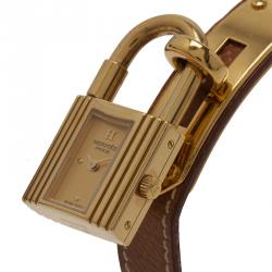 Pre Owned Hermes Gold Gold-Plated Stainless Steel Kelly Women's Wristwatch 20MM