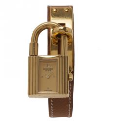 Pre Owned Hermes Gold Gold-Plated Stainless Steel Kelly Women's Wristwatch 20MM