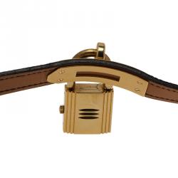 Hermes Black Gold-Plated Stainless Steel Kelly Women's Wristwatch 20MM