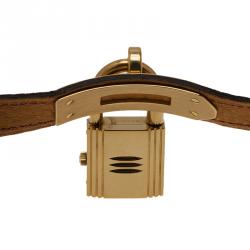 Hermes Burgundy Gold-Plated Stainless Steel Kelly Women's Wristwatch 20MM