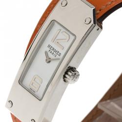 Pre Owned Hermes White Stainless Steel Kelly 2 Double Tour Women's Wristwatch 16MM