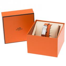 Pre Owned Hermes White Stainless Steel Kelly 2 Double Tour Women's Wristwatch 16MM