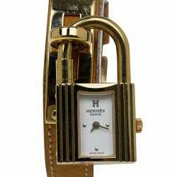 Pre Owned Hermes White Gold-Plated Stainless Steel Kelly Women's Wristwatch 20MM