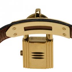 Pre Owned Hermes White Gold-Plated Steel Kelly Women's Wristwatch 20MM 