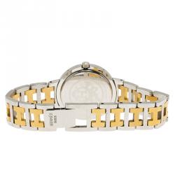 Pre Owned Hermes White Gold-Plated Stainless Steel Clipper Women's Wristwatch 30MM