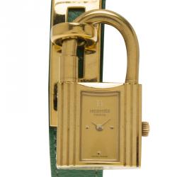 Hermes Champagne Gold-Plated Steel Kelly Women's Wristwatch 20MM 