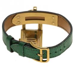 Hermes Champagne Gold-Plated Steel Kelly Women's Wristwatch 20MM 