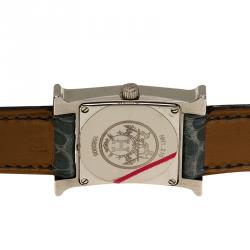 Pre Owned Hermes White Stainless Steel Heure H Women's Wristwatch 21MM