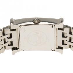 Pre Owned Hermes Cream Stainless Steel Diamonds Heure H Women's Wristwatch 21MM