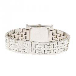 Pre Owned Hermes Cream Stainless Steel Diamonds Heure H Women's Wristwatch 21MM