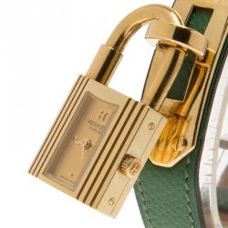 Pre Owned Hermes Champagne Gold-Plated Steel Kelly Women's Wristwatch 20MM