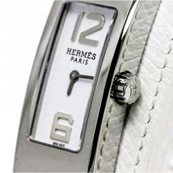 Pre Owned Hermes White Stainless Steel Kelly 2 Double Tour Women's Wristwatch 15MM