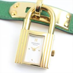 Pre Owned Hermes White Yellow Gold-Plated Steel Kelly Women's Wristwatch 20MM