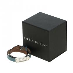 Pre Owned Hermes Mother of Pearl Diamond Stainless Steel Kelly 2 K1.230 Double Tour Women's Wristwatch 15MM