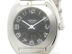 Pre Owned Hermes Black Stainless Steel Espace Women's Wristwatch 31MM