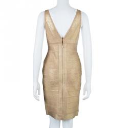 مملوكة مسبقًا فستان هيرفي ليجي ذهبي مجسم M