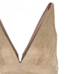 مملوكة مسبقًا فستان هيرفي ليجي ذهبي مجسم M