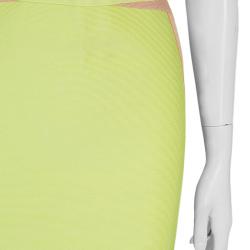 Pre Owned فستان هيرفي ليجي إستيل بانديدج أصفر ليموني M