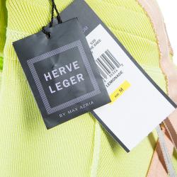 Pre Owned فستان هيرفي ليجي إستيل بانديدج أصفر ليموني M