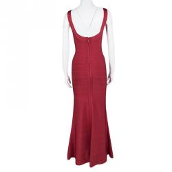 Herve Leger Lipstick Red Signature Ellen Bandage Gown  XXS