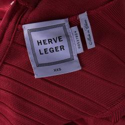 Herve Leger Lipstick Red Signature Ellen Bandage Gown  XXS