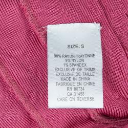 Pre Owned Herve Leger Pink Knit Tonal Panel Detail Double Strap Bandage Dress S