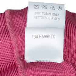 Pre Owned Herve Leger Pink Knit Tonal Panel Detail Double Strap Bandage Dress S