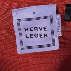 Pre Owned Herve Leger Red Pasha Bandage Dress S