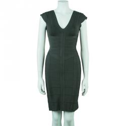 Herve Leger Shadow Cap Sleeve Bandage Dress S