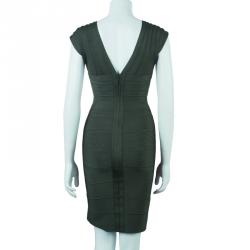 Herve Leger Shadow Cap Sleeve Bandage Dress S
