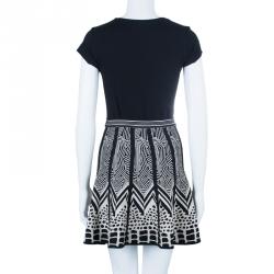 Pre Owned Herve Leger Black and White Bandage Skirt XS