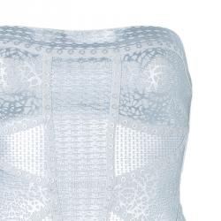 مملوكة مسبقًا فستان هيرفي ليجي جلد صناعي فضي بانديدج S