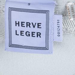 مملوكة مسبقًا فستان هيرفي ليجي جلد صناعي فضي بانديدج S