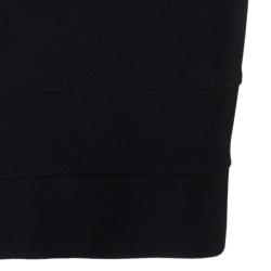 Pre Owned فستان هيرفي ليجي باندج ترتر أسود XS