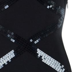 Pre Owned فستان هيرفي ليجي باندج ترتر أسود XS