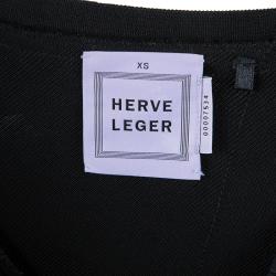 Pre Owned فستان هيرفي ليجي باندج ترتر أسود XS