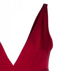 Pre Owned Herve Leger Red Bandage Dress M