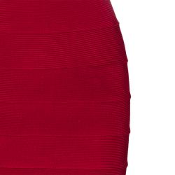 Pre Owned Herve Leger Red Bandage Dress M
