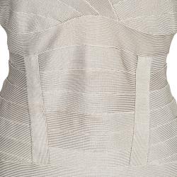 مملوكة مسبقًا Herve Leger Beige Bandage Dress M