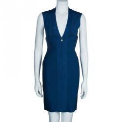 Pre Owned فستان هيرفي ليجي باندج أزرق S