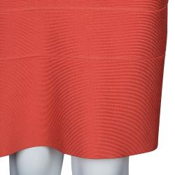 Pre Owned Herve Leger Red Sunburst Bandage Dress S