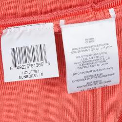 Pre Owned Herve Leger Red Sunburst Bandage Dress S