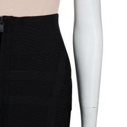 Pre Owned Herve Leger Black Zip Bandage Skirt M