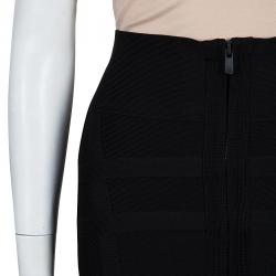 Pre Owned Herve Leger Black Zip Bandage Skirt M