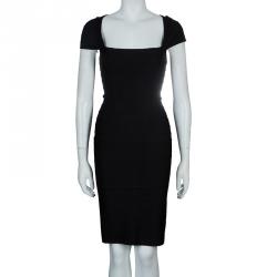 Herve Leger Black Cap Sleeve Bandage Dress XS